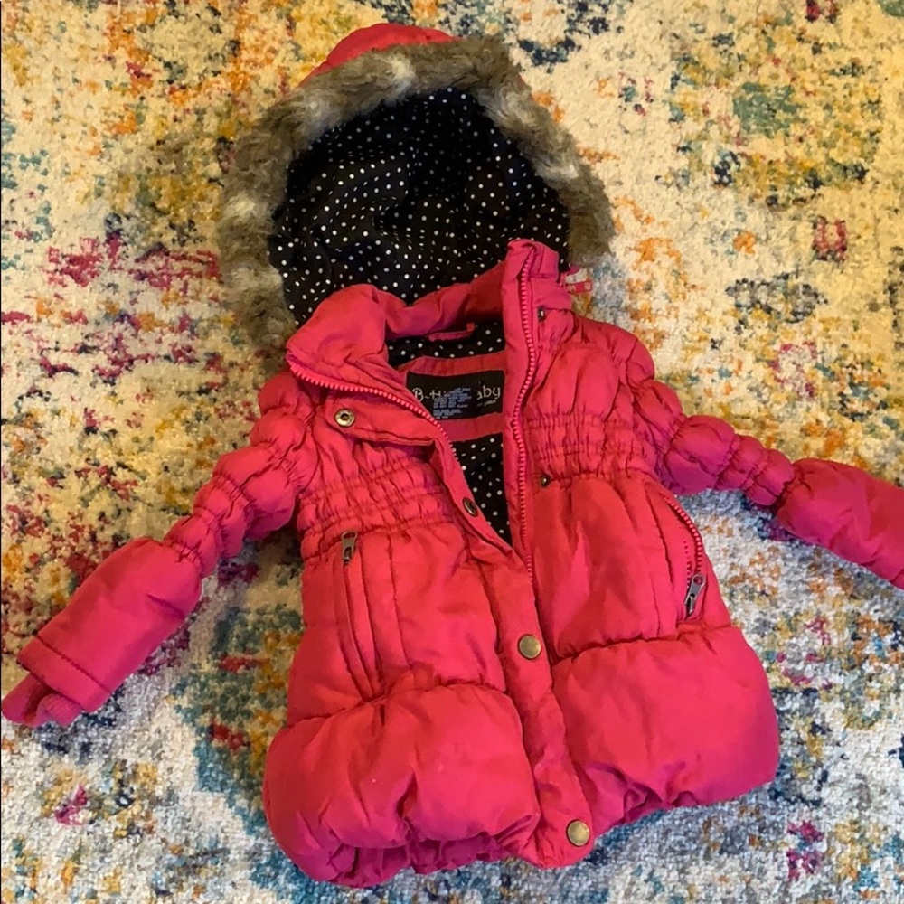 Furry hooded winter coat